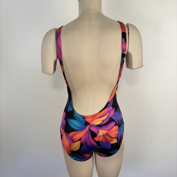 VTG Retro Gantner of California Made in USA Womens Floral One Piece Swim Suit - Picture 2 of 8